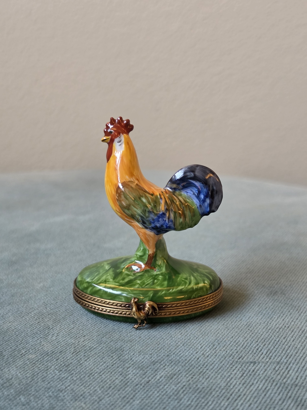 Limoges France Hand-Painted Porcelain Rooster Trinket Box